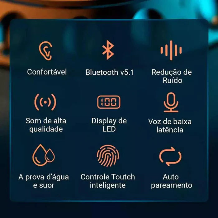 Fone sem fio - Bluetooth á Prova D'água
