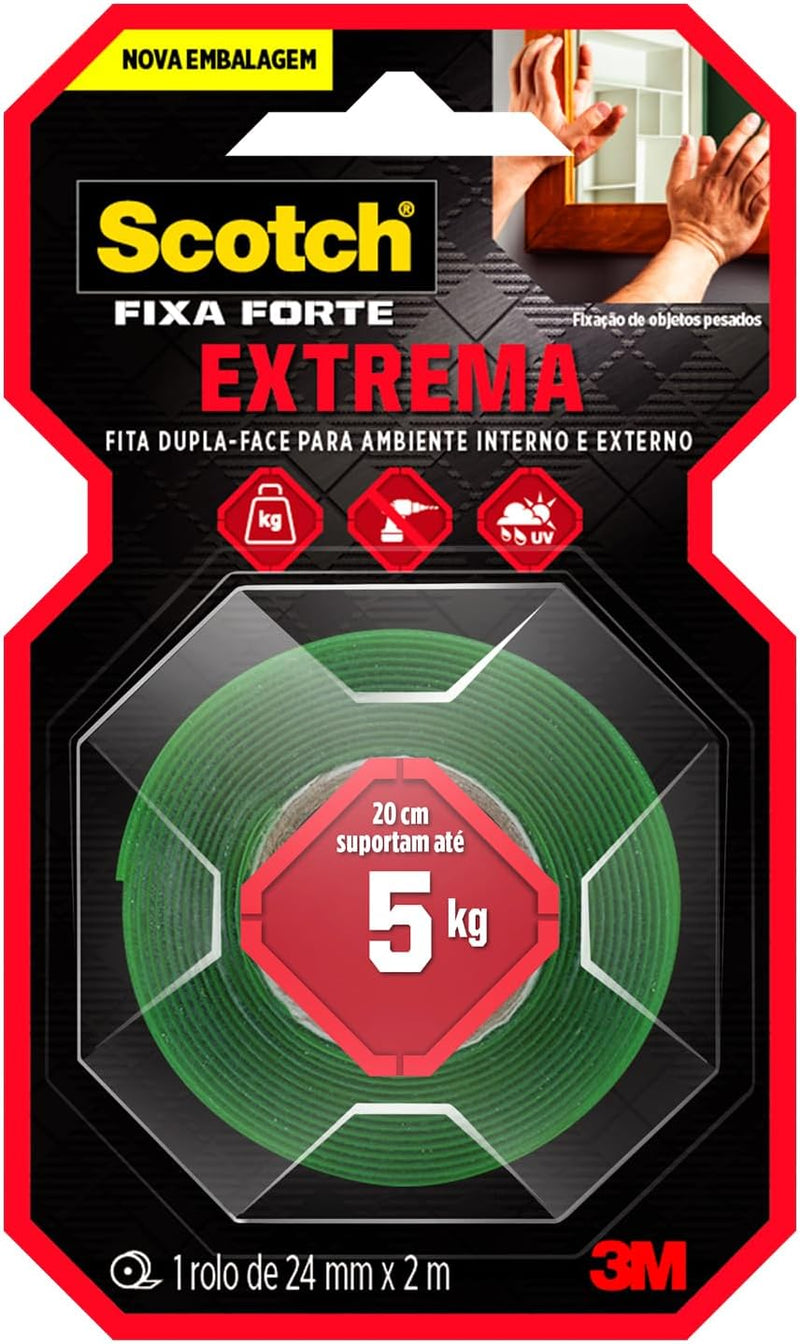 Fita Dupla Face 3M™ Scotch® Fixa Forte Fixação Extrema, 24MM x 2M - 1810