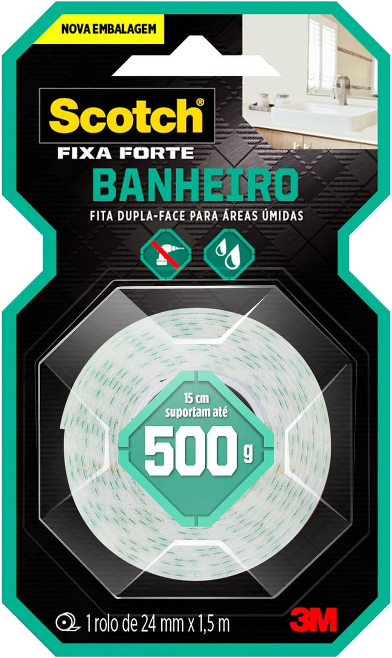 Fita Dupla Face 3M™ Scotch® Fixa Forte Banheiro, 24MM x 1.5M