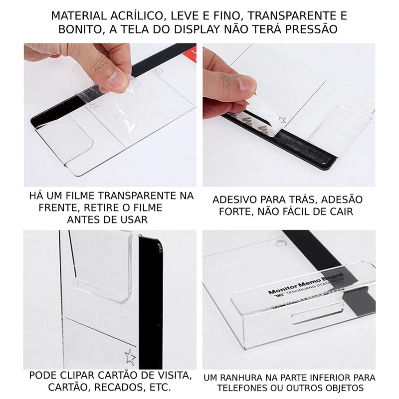 Suporte de notas de acrílico para monitor