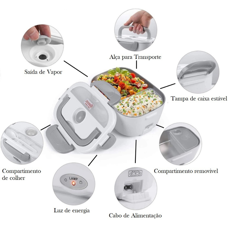 Marmita Elétrica Portatil Bivolt C/ Bolsa Termica